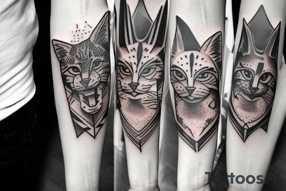 wild cats totem pole tattoo idea