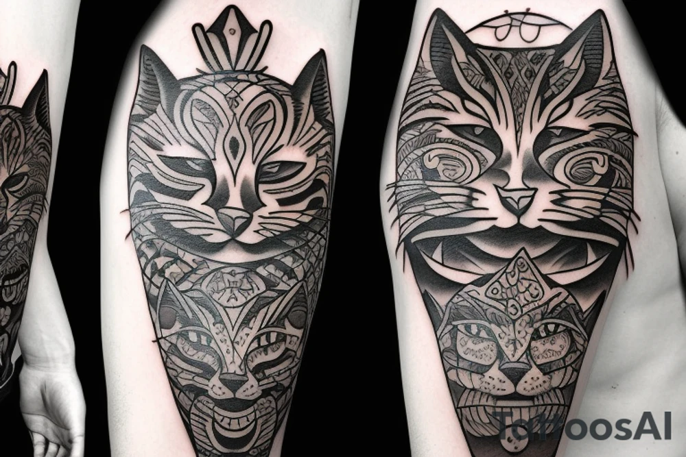 wild cats totem pole tattoo idea