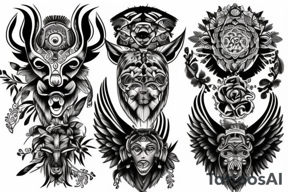 animal totem pole tattoo idea