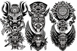 animal totem pole tattoo idea