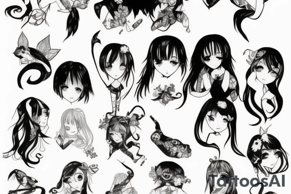 Anime girl frog tattoo idea