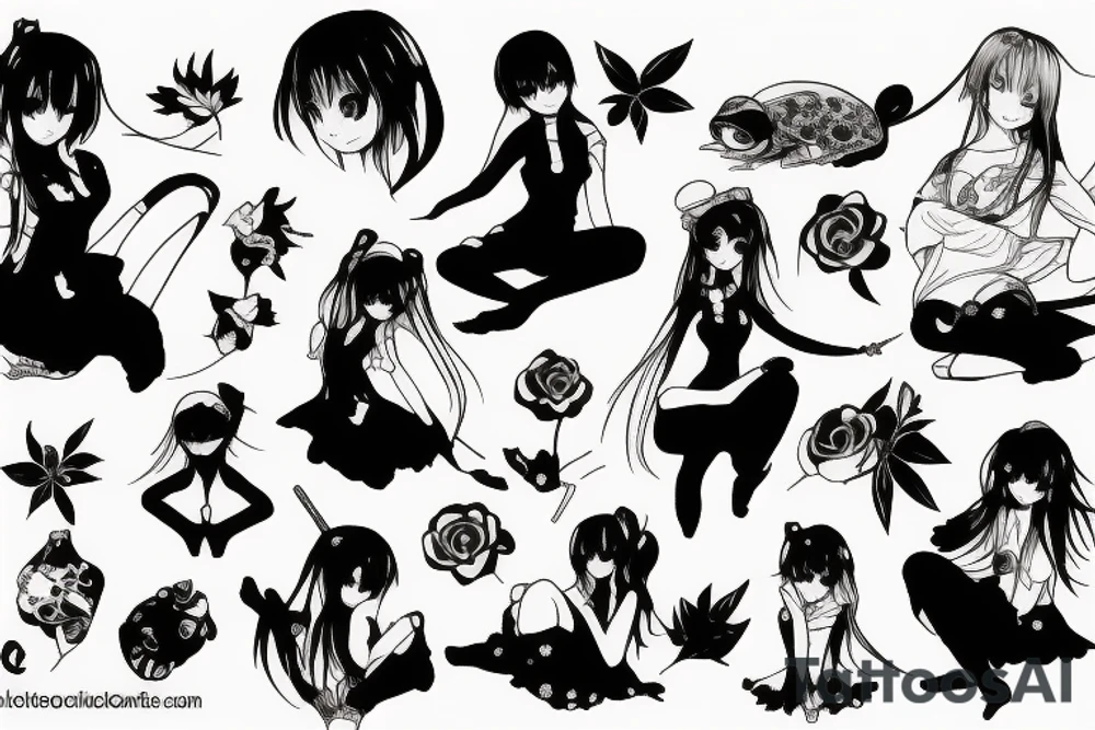 Anime girl frog tattoo idea