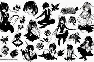 Anime girl frog tattoo idea
