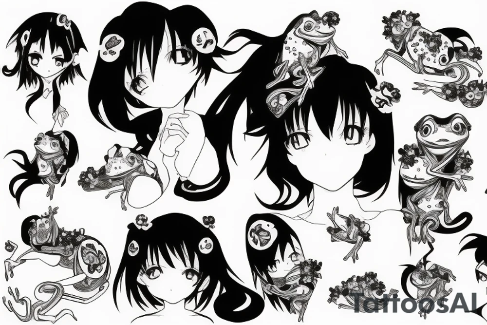 Anime girl frog tattoo idea