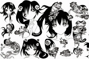 Anime girl frog tattoo idea