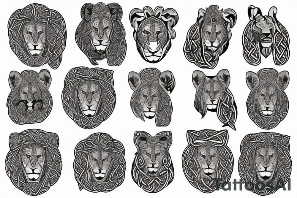 Celtic print lion tattoo idea