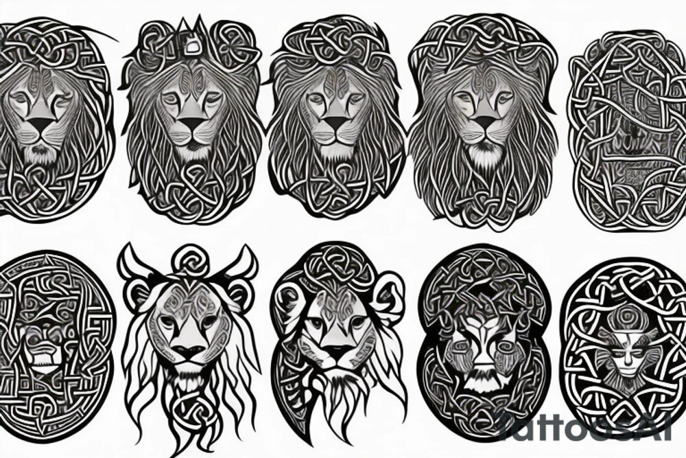 Celtic print lion tattoo idea