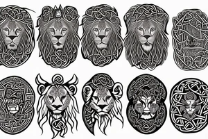 Celtic print lion tattoo idea