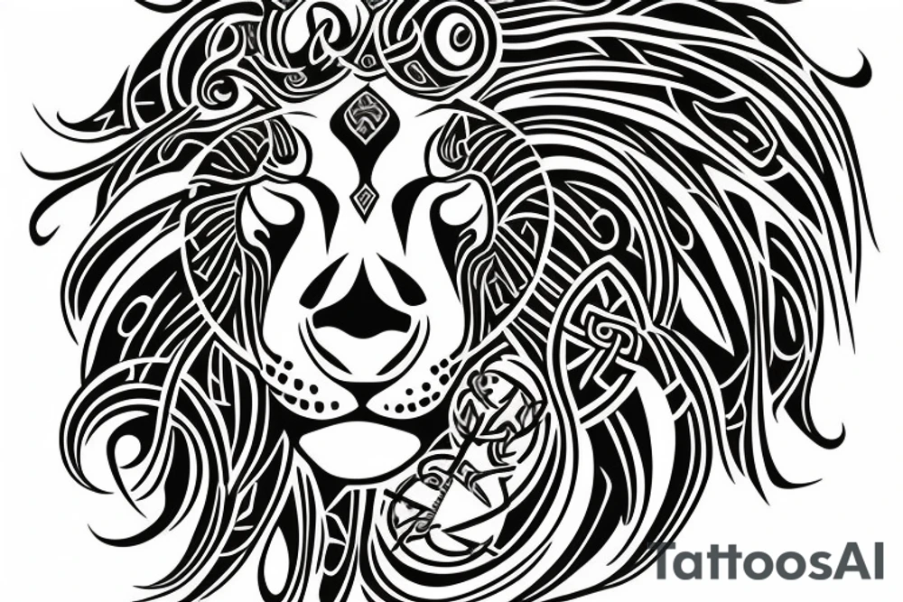 Celtic print lion tattoo idea