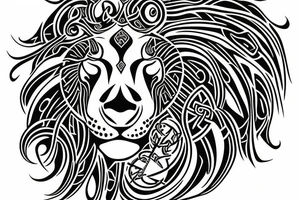 Celtic print lion tattoo idea