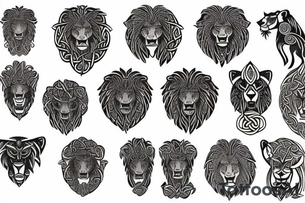 Celtic print lion tattoo idea