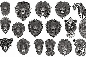 Celtic print lion tattoo idea