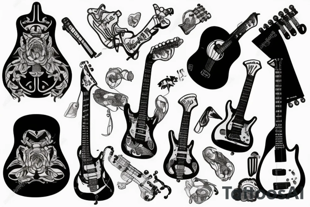 guitar in war tattoo idea