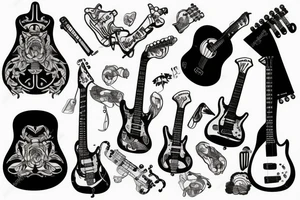 guitar in war tattoo idea