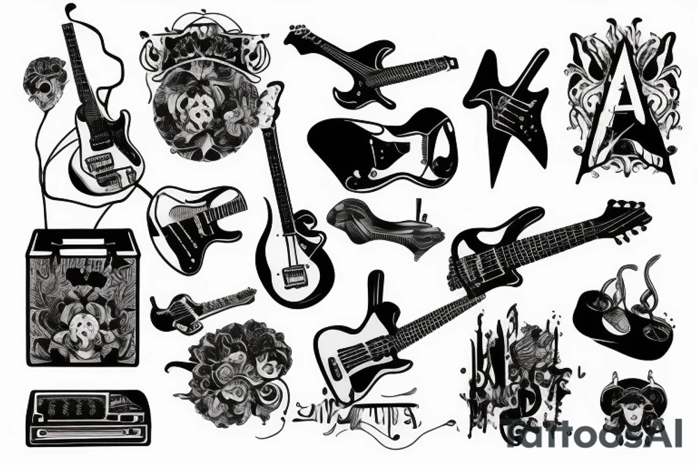 guitar in war tattoo idea