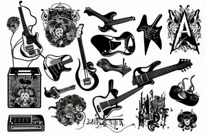 guitar in war tattoo idea