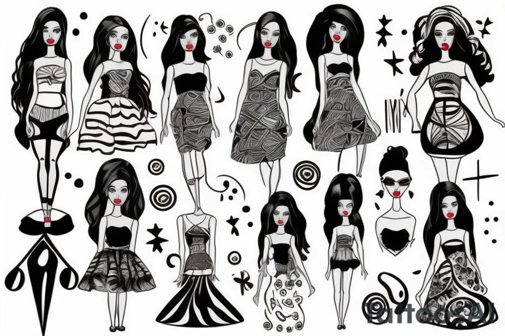 abstract barbie with the date 11-03-91 tattoo idea