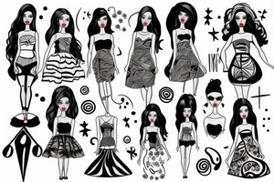 abstract barbie with the date 11-03-91 tattoo idea