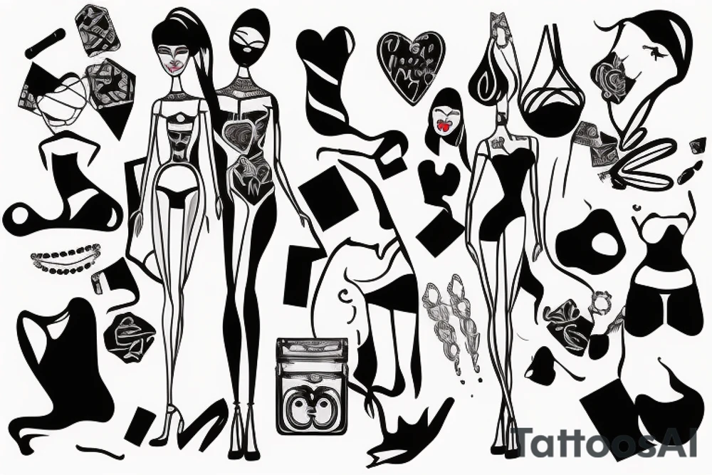 abstract barbie with the date 11-03-91 tattoo idea