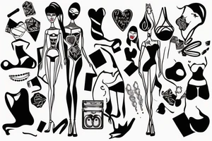 abstract barbie with the date 11-03-91 tattoo idea