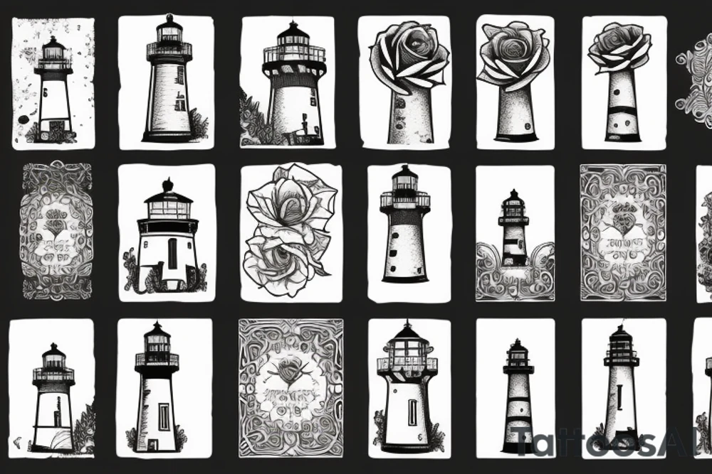 lighthouse and a rose tattoo idea