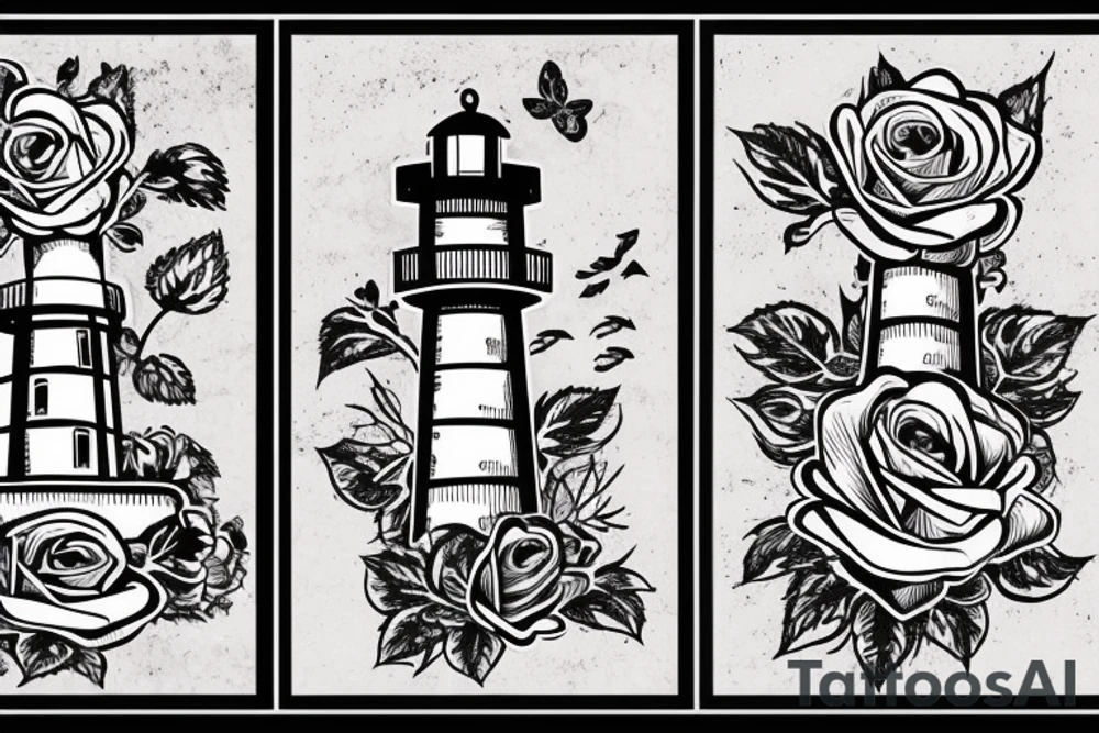 lighthouse and a rose tattoo idea