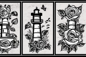 lighthouse and a rose tattoo idea