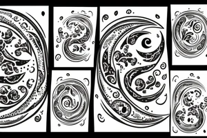 Crescent moon with Ivy and dog paws tattoo idea