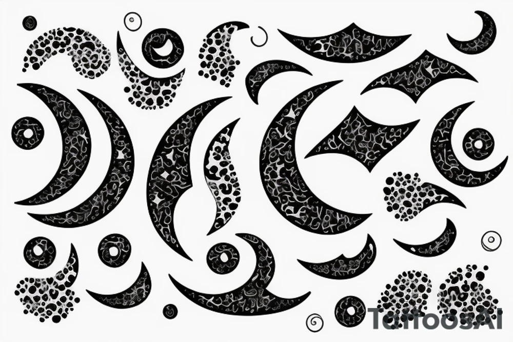 Crescent moon with Ivy and dog paws tattoo idea
