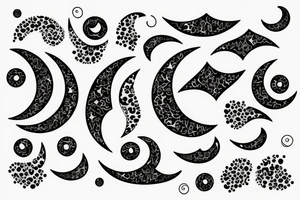 Crescent moon with Ivy and dog paws tattoo idea