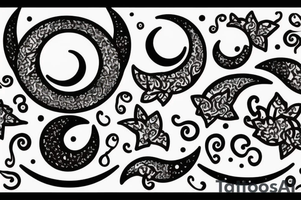 Crescent moon with Ivy and dog paws tattoo idea