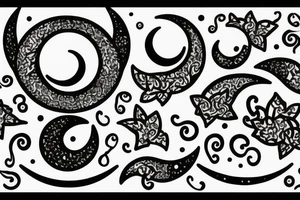 Crescent moon with Ivy and dog paws tattoo idea