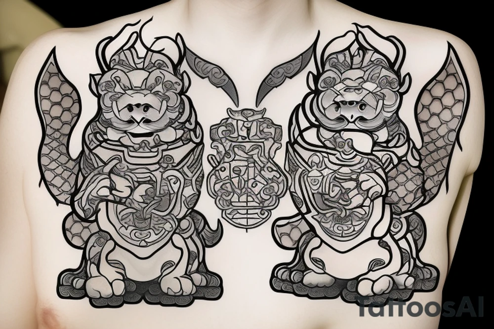Japanese shisa, guardian lions tattoo idea