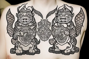 Japanese shisa, guardian lions tattoo idea