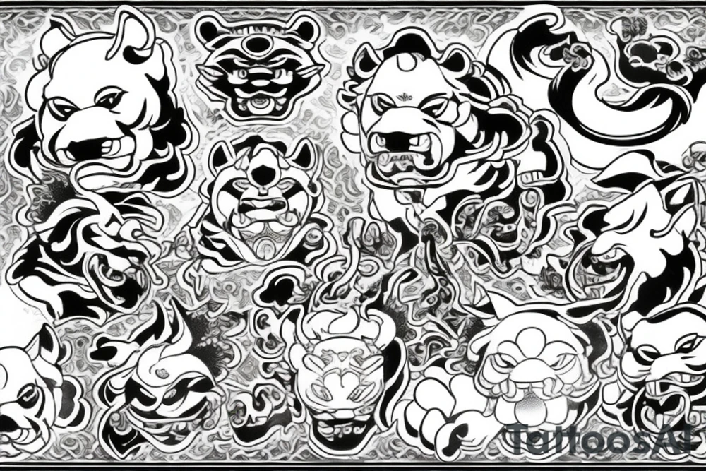 Japanese shisa, guardian lions tattoo idea