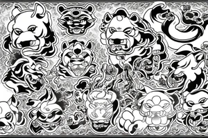 Japanese shisa, guardian lions tattoo idea
