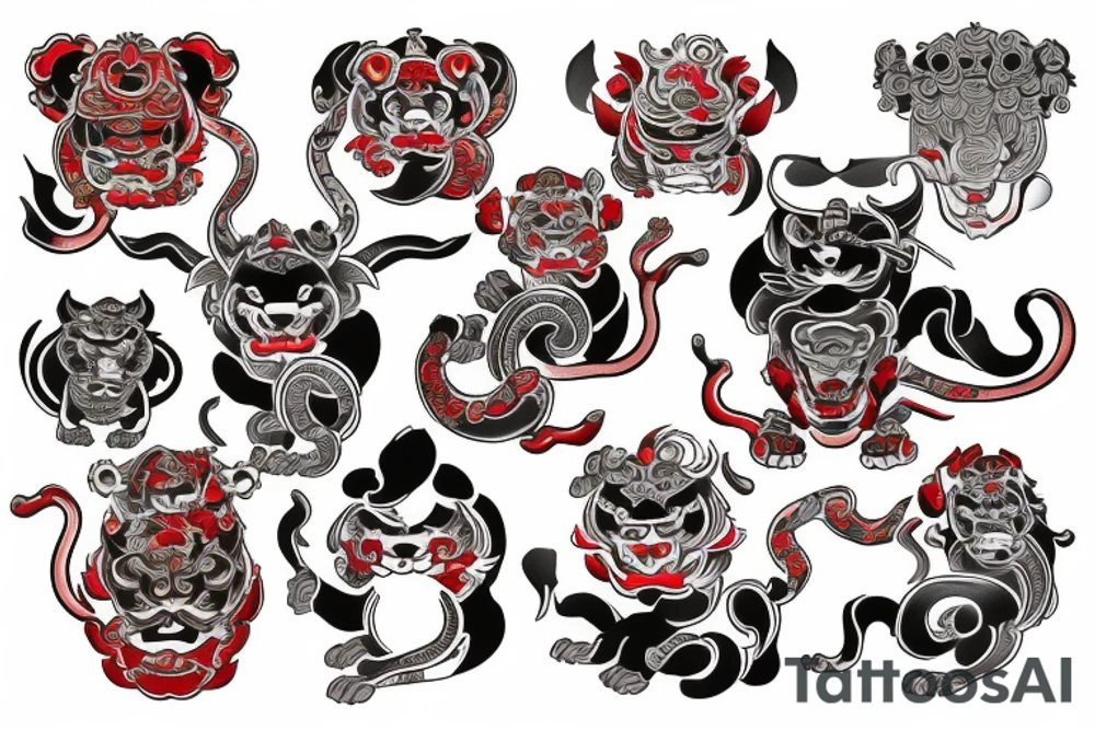 Japanese shisa, guardian lions tattoo idea