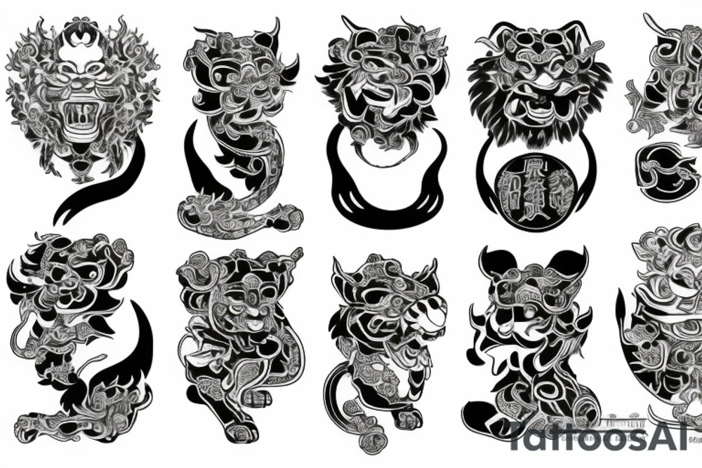 Japanese shisa, guardian lions tattoo idea