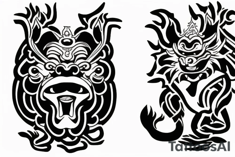 Japanese shisa, guardian lions tattoo idea
