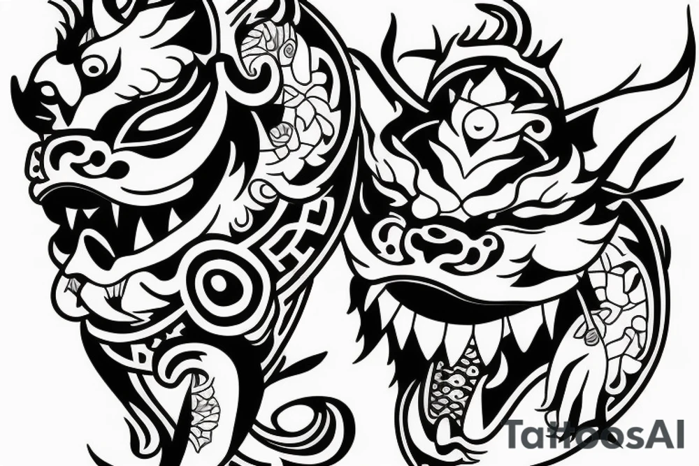 Japanese shisa, guardian lions tattoo idea