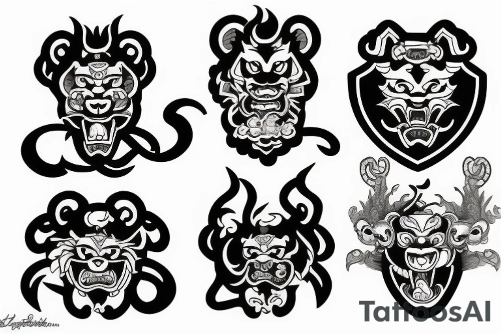 Japanese shisa, guardian lions tattoo idea
