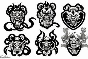 Japanese shisa, guardian lions tattoo idea