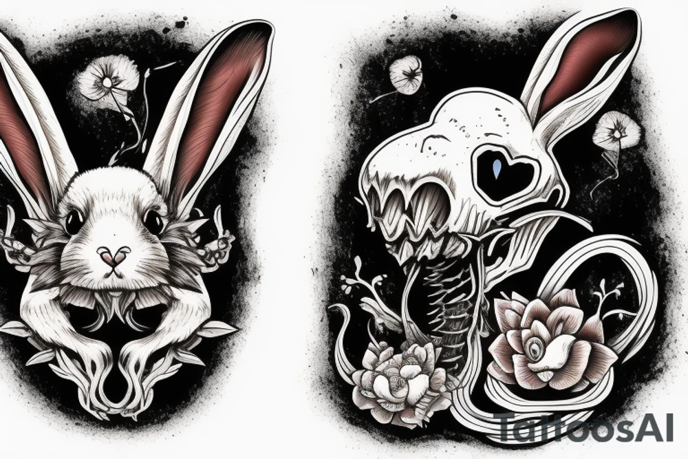 crazy rabbit skull smoking tattoo idea