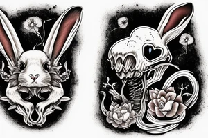 crazy rabbit skull smoking tattoo idea