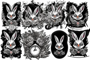 crazy rabbit skull smoking tattoo idea