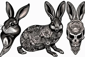 crazy rabbit skull smoking tattoo idea