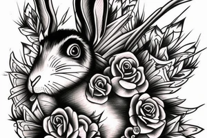 crazy rabbit skull smoking tattoo idea