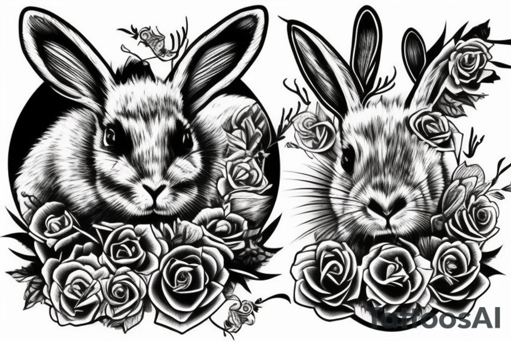 crazy rabbit skull smoking tattoo idea
