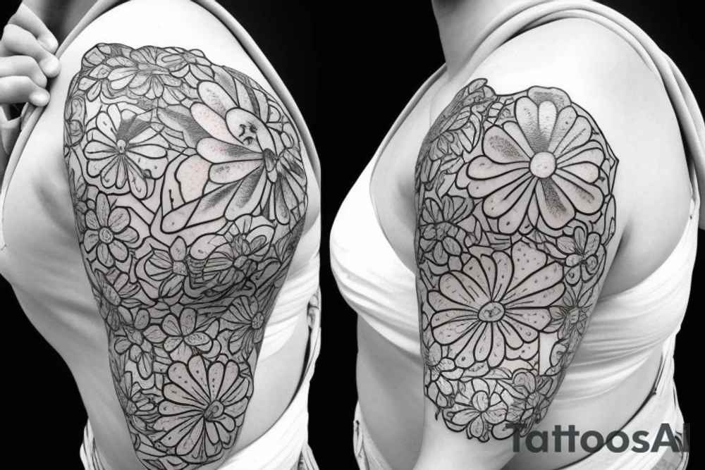 Heart organ with flowers tattoo idea