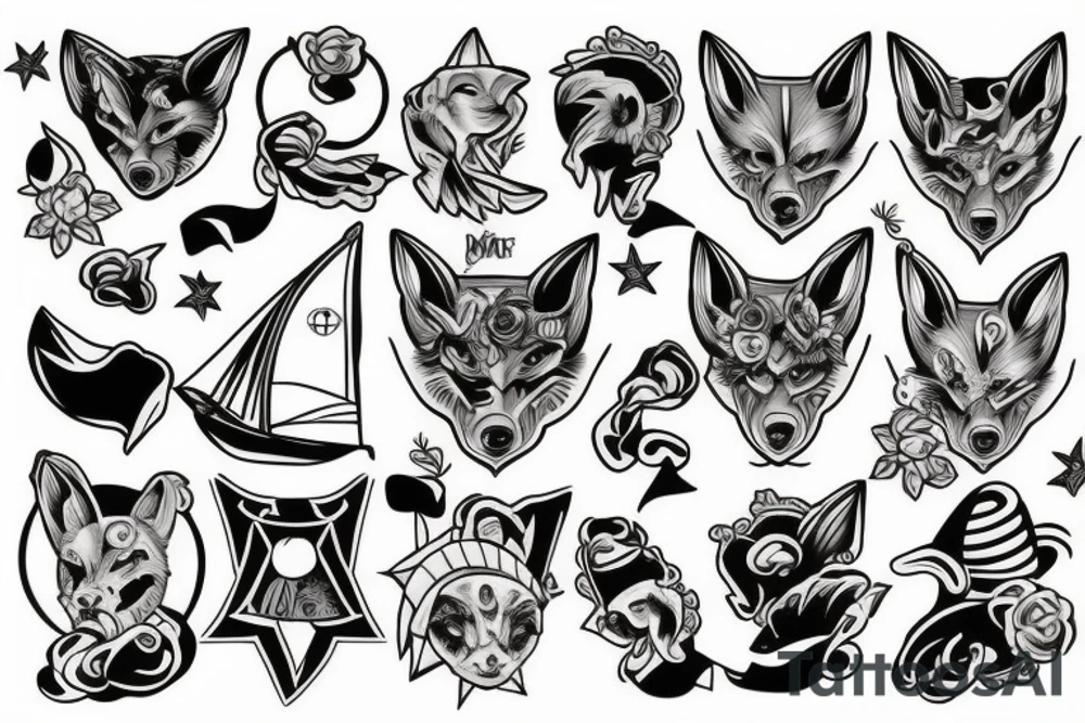 Sailor wolf muscular tattoo idea